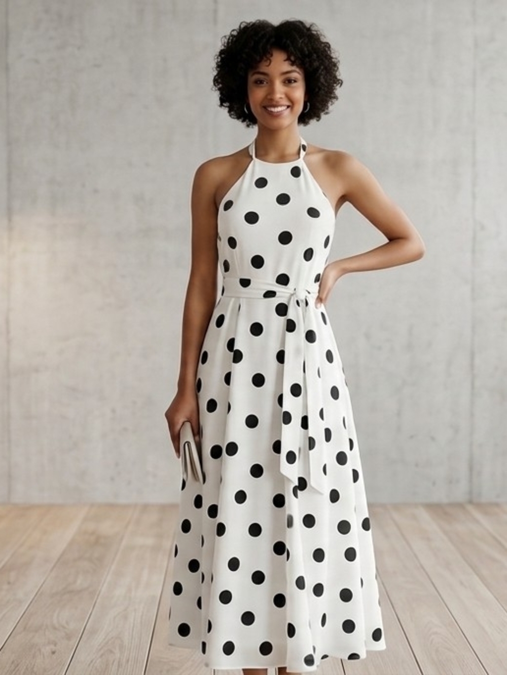 NEVER WORN Ann Taylor White Maxi Dress Polka Dots Sz Size 8